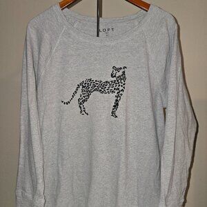 LOFT long-sleeve 100% Cotton Grey Sweatshirt w/ Jaguar Embroidery (XL)